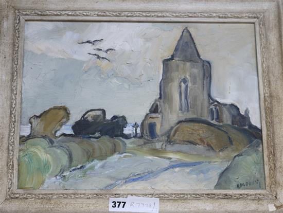 Lilian Colbourn (1897-1967), oil on canvas, Church, Lythe, signed, Berkeley Galleries label verso, 12 x 16in.